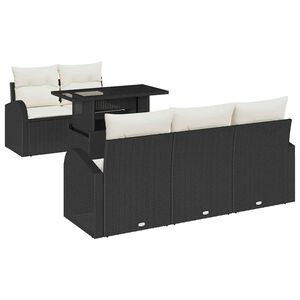 vidaXL Gartensofa-set mit Kissen mit Kissen 6 pcs Schwarz Poly Rattan