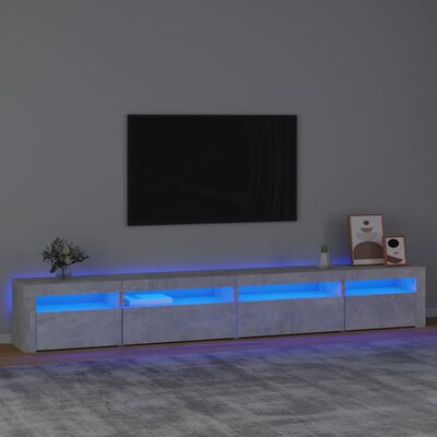 vidaXL TV-Schrank mit LED-Leuchten Betongrau 270x35x40 cm