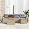 vidaXL Garten-Sofa-Set mit Speicher 6 pcs Beige Poly Rattan