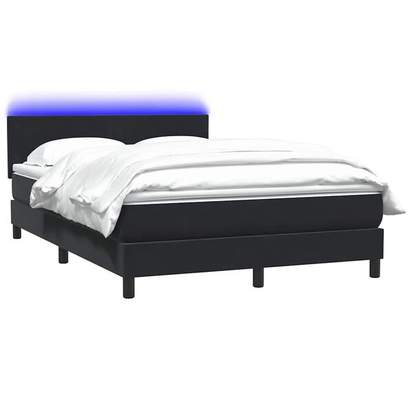 vidaXL Boxspringbett mit Matratze & LED Schwarz 160x220 cm Samt