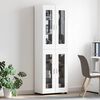 vidaXL Highboard FLORIN Hochglanz Wei&szlig; 60 x 35 x 182 cm Holzwerkstoff