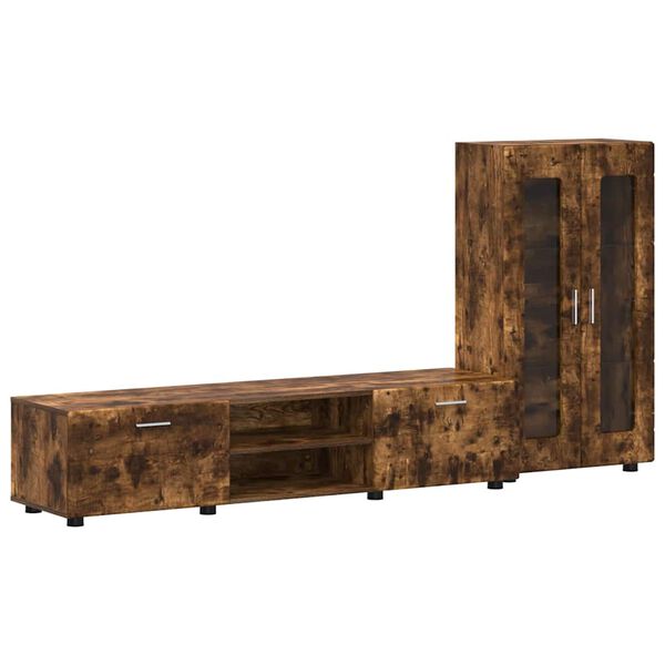 vidaXL TV-Schrankset mit Schubladen Ger&auml;ucherte Eiche Holzwerkstoff