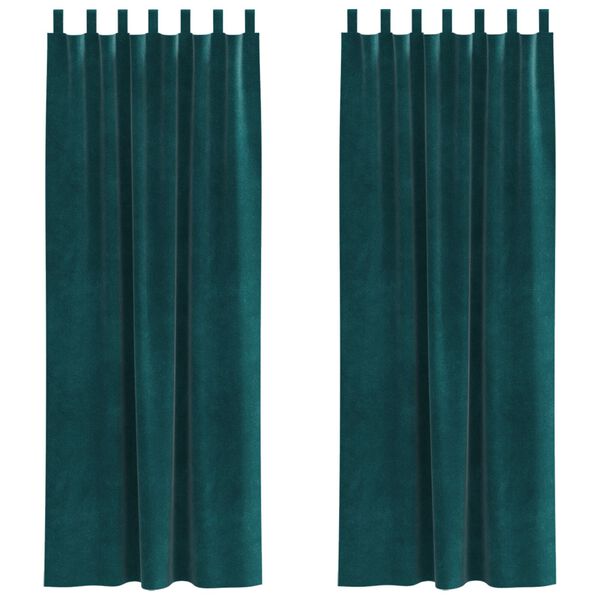 vidaXL Verdunkelungsvorhänge 2 pcs Dunkelgrün 140 x 260 cm Samt