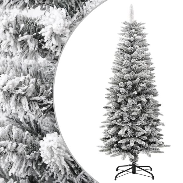 vidaXL Künstlicher Weihnachtsbaum Schlank mit Schnee 120 cm PVC & PE