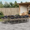 vidaXL 15-teiliges Garten-Ess-Set mit Kissen, grau, Polyrattan