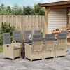 vidaXL Garten Essgruppe mit Kissen 9 pcs Beige Poly-Rattan