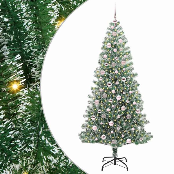 vidaXL K&uuml;nstlicher Weihnachtsbaum beschneit mit LED Licht 210 cm