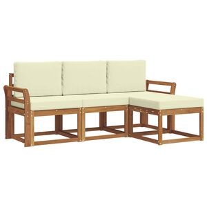 vidaXL Outdoor-Sofagarnitur mit Kissen 4 pcs Natur und Creme