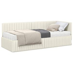 vidaXL Eckbettgestell mit Matratze 2 stk. Creme 80 x 200 cm Samt