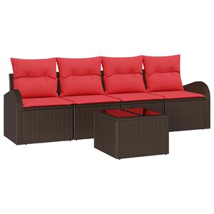 vidaXL Gartensofa-set 5 stk. 4-Sitzanzahl Beige und Rot Poly-Rattan