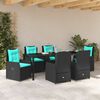 vidaXL Garten Essgruppe 7 pcs Schwarz Poly Rattan