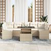 vidaXL Garten-Sofa-Set mit Kissen mit Speicher 8 pcs Beige Poly-Rattan
