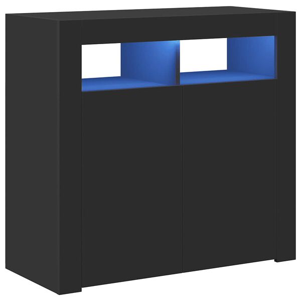 vidaXL Sideboard mit LED-Leuchten Schwarz 80x35x75 cm
