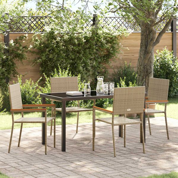 vidaXL Garten Essgruppe mit Kissen 5 pcs Beige Poly-Rattan