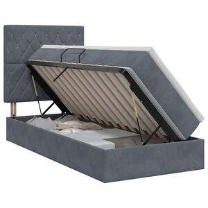 vidaXL Aufbewahrungsbett mit Matratze Dunkelgrau 90 x 190 cm Samt
