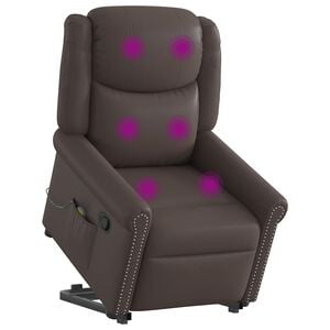 vidaXL Stehsessel Massage Gl&auml;nzendes Braun Kunstleder
