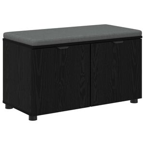 vidaXL Flurbank mit Kissen mit Regal Schwarze Eiche 80 x 38 x 46 cm