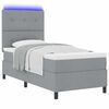 vidaXL Boxspringbett mit Matratze mit LED Hellgrau 90 x 190 cm Stoff