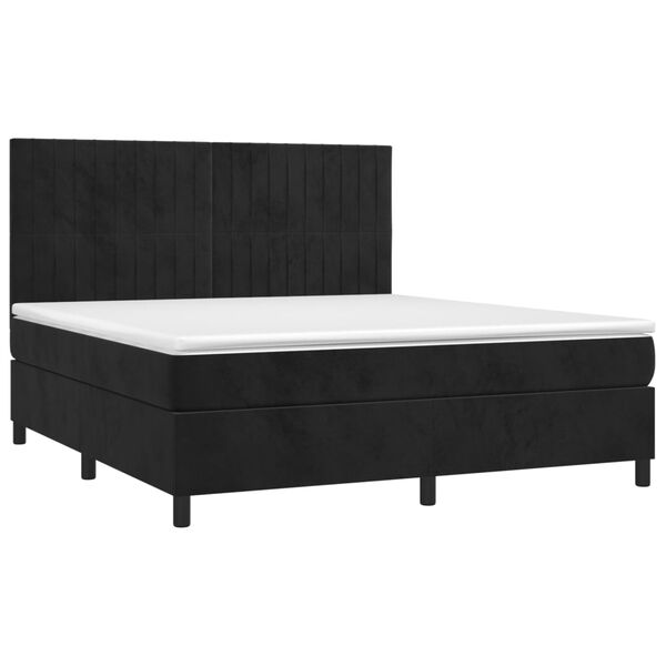 vidaXL Boxspringbett mit Matratze & LED Schwarz 180x200 cm Samt