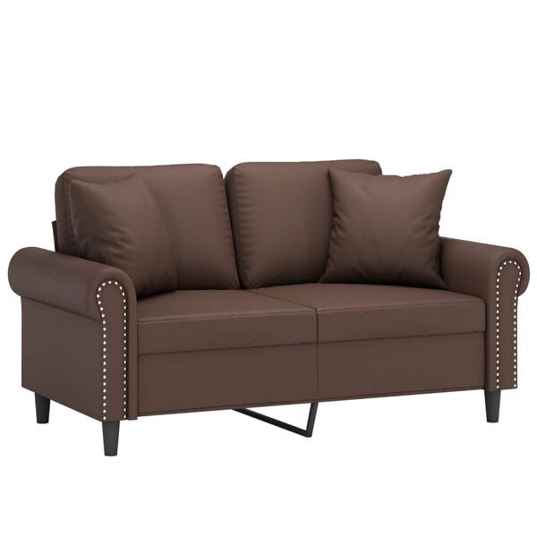 vidaXL 2-Sitzer-Sofa mit Kissen Braun 120 cm Kunstleder