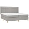 vidaXL Boxspringbett mit Matratze & LED Hellgrau 200x200 cm Stoff