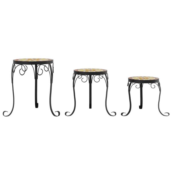 vidaXL Pflanzenständer 3 Stk. Terrakottarot und Weiß Keramik