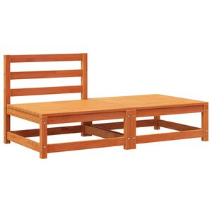 vidaXL Gartensofa ohne Armlehnen mit Fußhocker Wachsbraun Kiefernholz