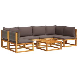 vidaXL 7-tlg. Gartensofa-Set mit Kissen Holz Akazie & Seil