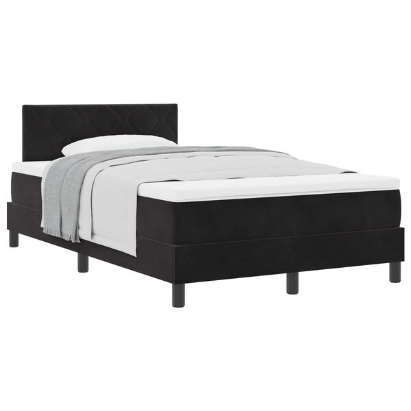 vidaXL Boxspringbett mit Matratze Schwarz 120 x 190 cm Samt