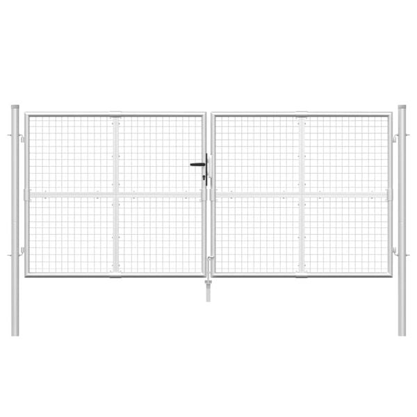 vidaXL Maschen-Gartentor Silber 300x125 cm Verzinkter Stahl