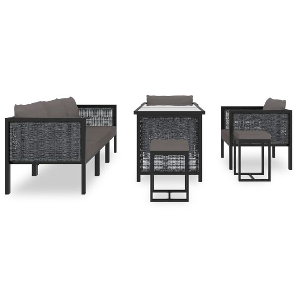 vidaXL 8-tlg. Garten-Lounge-Set mit Auflagen Poly Rattan Anthrazit