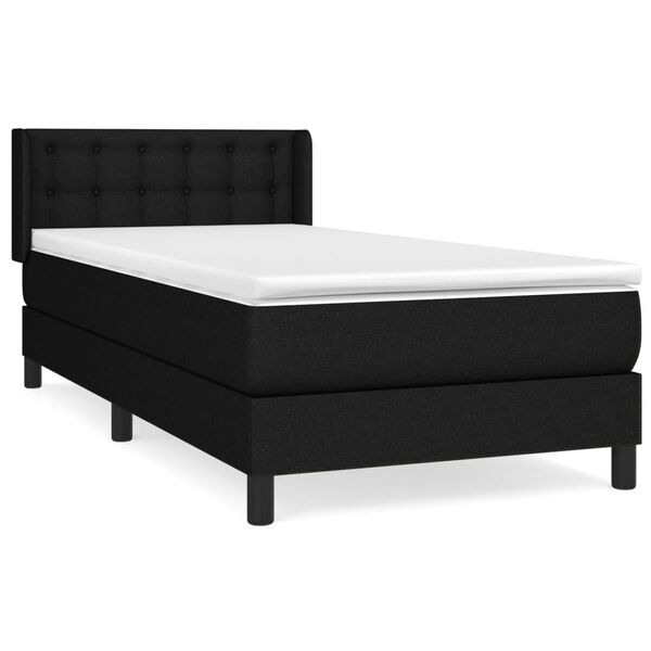 vidaXL Boxspringbett mit Matratze Schwarz 90x200 cm Stoff