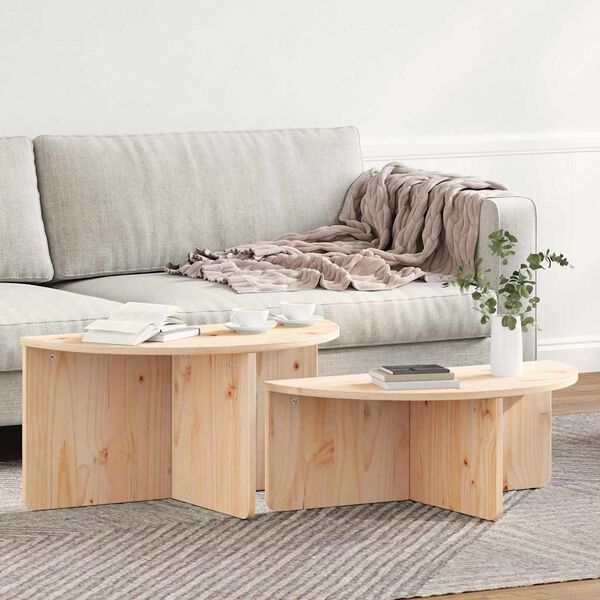 vidaXL Couchtisch 2 pcs Natur Massivholz Kiefer