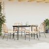 vidaXL 5-tlg. Garten-Essgruppe mit Kissen Braun Poly Rattan Glas