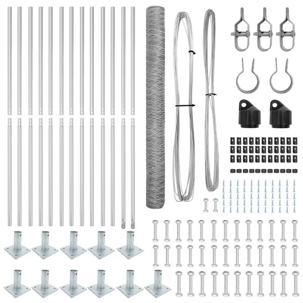 vidaXL Zaunpfosten Silber 25 x 1,4 m (50 mm Mesh) Stahl