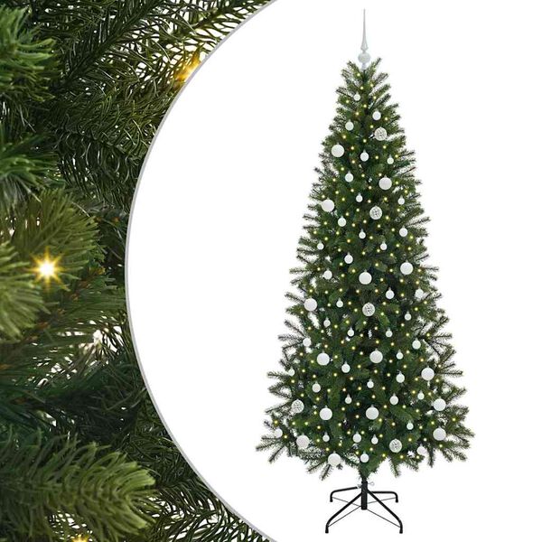 vidaXL K&uuml;nstlicher Weihnachtsbaum mit 300 LEDs Gr&uuml;n 210 cm PE und PVC