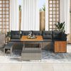 vidaXL Garten-Sofa-Set 9 pcs Grau Dunkelgrau Poly-Rattan