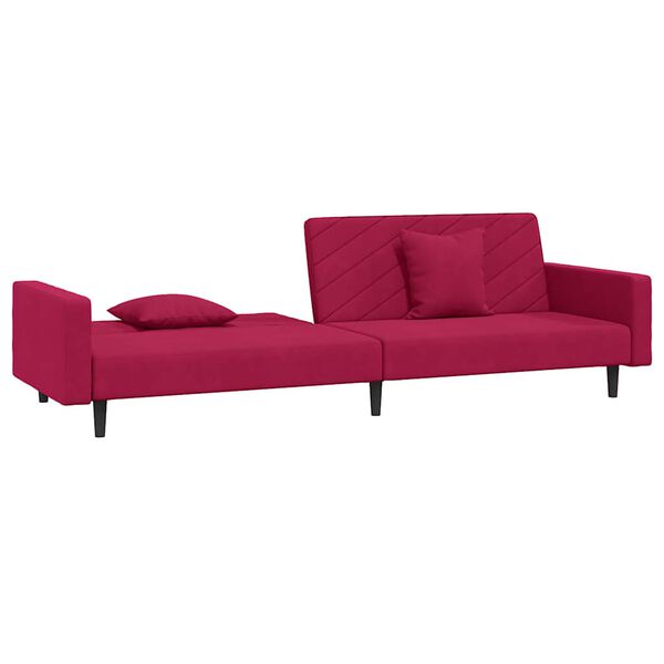 vidaXL Schlafsofa 2-Sitzer mit 2 Kissen Weinrot Samt