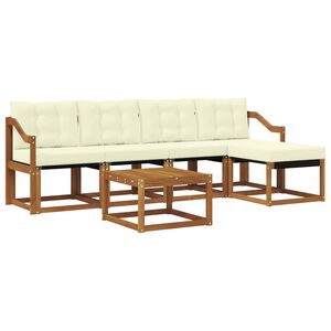vidaXL Outdoor-Sofagarnitur mit Kissen 6 pcs Natur und Creme