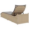 vidaXL Klappliege mit Auflage und Stauraum Beige Poly-Rattan