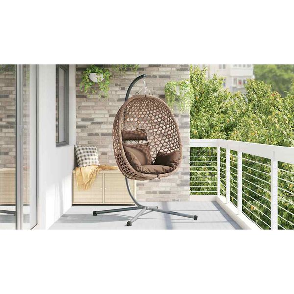 vidaXL H&auml;ngendes Ei-Stuhl Kaffeebraun 104 x 100 x 191 cm Poly-Rattan