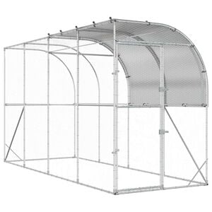 vidaXL H&uuml;hnerstall gegen die Wand Silber 400 x 100 x 215 cm