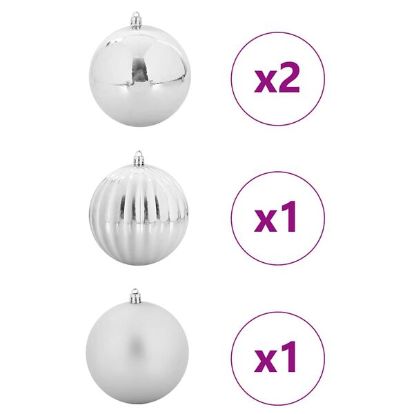 vidaXL Weihnachtskugel-Set 4 pcs Silber Kunststoff