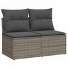 vidaXL 2-tlg. Garten-Sofagarnitur mit Kissen Grau Poly Rattan Akazie