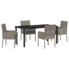 vidaXL Garten Essgruppe mit Kissen 5 pcs Grau Poly-Rattan