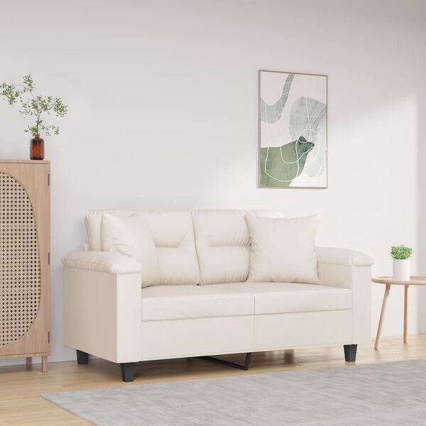 vidaXL 2-Sitzer-Sofa mit Kissen Beige 120 cm Mikrofasergewebe