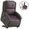 vidaXL Massagesessel mit Aufstehhilfe Grau Echtleder