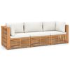 vidaXL 3-Sitzer-Gartensofa mit Kissen Massivholz Teak