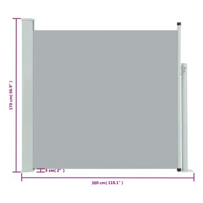 vidaXL Seitenmarkise Ausziehbar 170x300 cm Grau