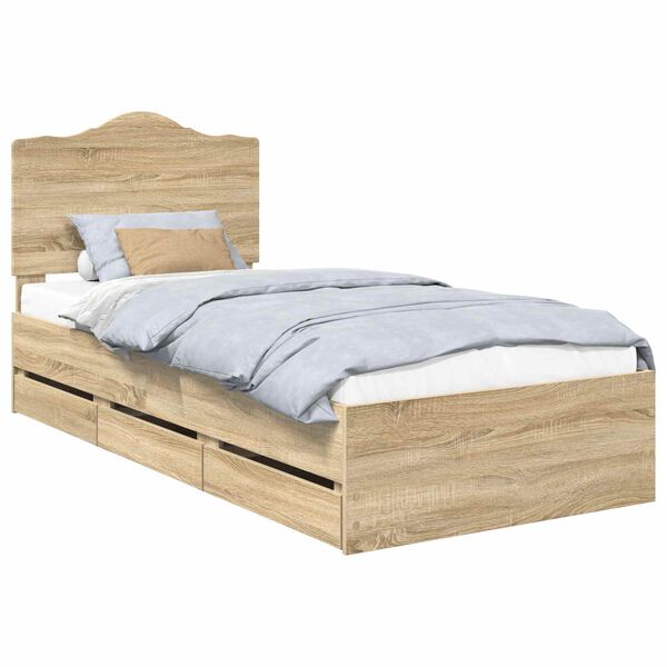 vidaXL Bettrahmen Sonoma-Eiche 90 x 200 cm Ingenieurs Holz